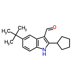 2-Cyclopentyl-5-(2-methyl-2-propanyl)-1H-indole-3-carbaldehyde结构式