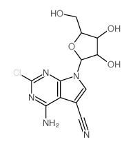 7H-Pyrrolo[2,3-d]pyrimidine-5-carbonitrile, 4-amino-2-chloro-7-.beta.-D-ribofuranosyl-结构式