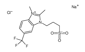 1,2-dimethyl-3-(3-sulphonatopropyl)-5-(trifluoromethyl)-1H-benzimidazolium sodium chloride structure