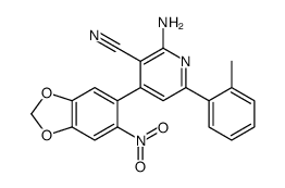 2-amino-6-(2-methylphenyl)-4-(6-nitro-1,3-benzodioxol-5-yl)pyridine-3-carbonitrile Structure