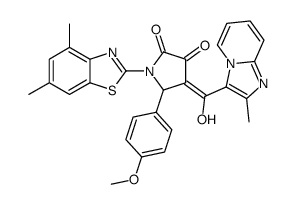 1-(4,6-dimethyl-1,3-benzothiazol-2-yl)-4-[hydroxy-(2-methylimidazo[1,2-a]pyridin-3-yl)methylidene]-5-(4-methoxyphenyl)pyrrolidine-2,3-dione结构式