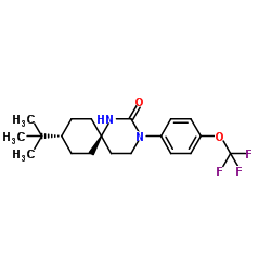 (6r,9r)-9-(2-Methyl-2-propanyl)-3-[4-(trifluoromethoxy)phenyl]-1,3-diazaspiro[5.5]undecan-2-one结构式