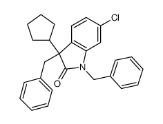 rac-1,3-dibenzyl-6-chloro-3-cyclopentyl-1,3-dihydro-indol-2-one结构式