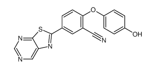 2-(4-hydroxyphenoxy)-5-([1,3]thiazolo[5,4-d]pyrimidin-2-yl)benzonitrile Structure