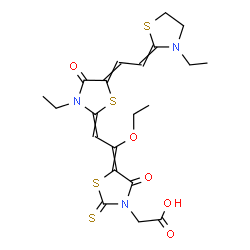 5-[1-ethoxy-2-[3-ethyl-5-[(3-ethylthiazolidin-2-ylidene)ethylidene]-4-oxothiazolidin-2-ylidene]ethylidene]-4-oxo-2-thioxothiazolidin-3-acetic acid Structure