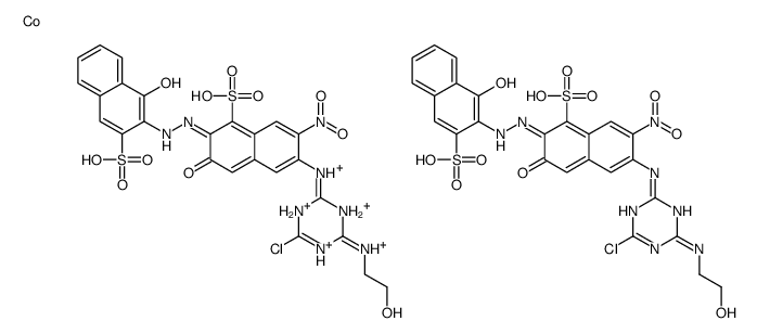 (2E)-6-[[4-chloro-6-(2-hydroxyethylamino)-1,3,5-triazin-2-yl]amino]-2-[(1-hydroxy-3-sulfonaphthalen-2-yl)hydrazinylidene]-7-nitro-3-oxonaphthalene-1-sulfonic acid,cobalt,hydron结构式