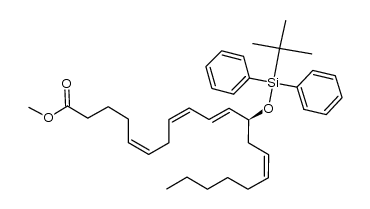 Methyl (5Z,8Z,10E,12R,14Z)-12(tert-butyldiphenylsiloxy),5,8,10,14-icosatetraenoate结构式
