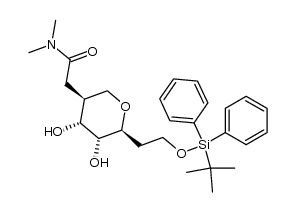 2-((3S,4R,5R,6S)-6-(2-((tert-butyldiphenylsilyl)oxy)ethyl)-4,5-dihydroxytetrahydro-2H-pyran-3-yl)-N,N-dimethylacetamide结构式