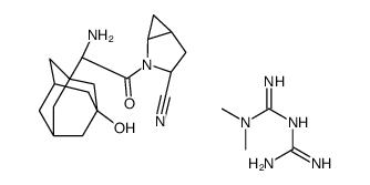 (1R,3R)-2-[(2R)-2-amino-2-(3-hydroxy-1-adamantyl)acetyl]-2-azabicyclo[3.1.0]hexane-3-carbonitrile,3-(diaminomethylidene)-1,1-dimethylguanidine结构式