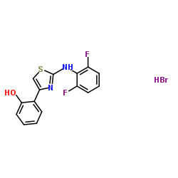 2-{2-[(2,6-Difluorophenyl)amino]-1,3-thiazol-4-yl}phenol hydrobromide (1:1) Structure