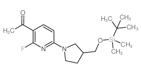 1-[6-[3-[[tert-butyl(dimethyl)silyl]oxymethyl]pyrrolidin-1-yl]-2-fluoropyridin-3-yl]ethanone结构式