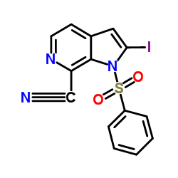 2-Iodo-1-(phenylsulfonyl)-1H-pyrrolo[2,3-c]pyridine-7-carbonitrile picture