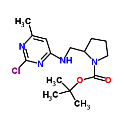 2-Methyl-2-propanyl 2-{[(2-chloro-6-methyl-4-pyrimidinyl)amino]methyl}-1-pyrrolidinecarboxylate Structure