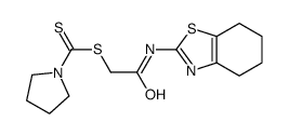 [2-oxo-2-(4,5,6,7-tetrahydro-1,3-benzothiazol-2-ylamino)ethyl] pyrrolidine-1-carbodithioate Structure