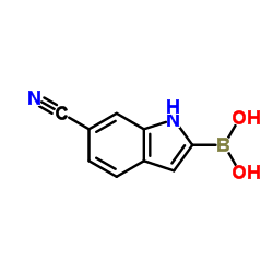 (6-Cyano-1H-indol-2-yl)boronic acid结构式