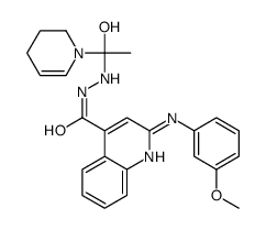 N'-[1-(3,4-dihydro-2H-pyridin-1-yl)-1-hydroxyethyl]-2-(3-methoxyanilino)quinoline-4-carbohydrazide结构式