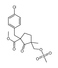 1-(4-chlorobenzyl)-3-methanesulfonyloxymethyl-3-methyl-2-oxo-cyclopentancarboxylic acid methyl ester结构式