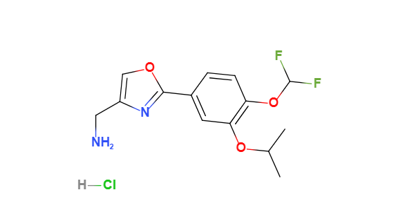 (2-(4-(difluoromethoxy)-3-isopropoxyphenyl)oxazol-4-yl)methanamine hydrochloride结构式