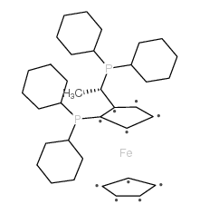 (s,s)-1-dicyclohexylphosphino-2-[1-(dicyclohexylphosphino)ethyl]ferrocene structure