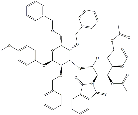 GlcNPhth[346Ac]β(1-3)Gal[246Bn]-β-MP Structure