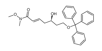 [2E,5S]-5-hydroxy-7-(triphenylmethyloxy)-N-methoxy-N-methyl-2-heptenamide Structure