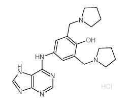 Phenol,4-(9H-purin-6-ylamino)-2,6-bis(1-pyrrolidinylmethyl)-, hydrochloride (1:3)结构式