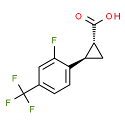 2-(2-fluoro-4-(trifluoromethyl)phenyl)cyclopropane-1-carboxylic acid structure