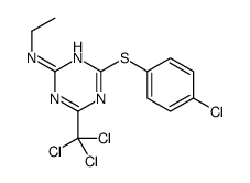 4-(4-chlorophenyl)sulfanyl-N-ethyl-6-(trichloromethyl)-1,3,5-triazin-2-amine结构式