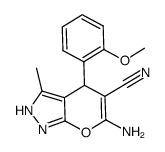 6-amino-3-methyl-4-(2-methoxyphenyl)-2,4 dihydropyrano[2,3-c]pyrazole-5-carbonitrile结构式