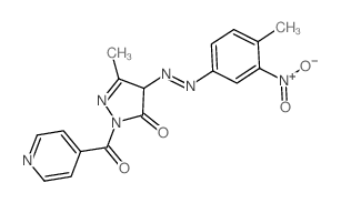5-methyl-4-(4-methyl-3-nitro-phenyl)diazenyl-2-(pyridine-4-carbonyl)-4H-pyrazol-3-one structure