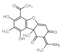 1,3 (2H,9bH)-Dibenzofurandione, 6-acetyl-2-(1-aminoethylidene)-7, 9-dihydroxy-8,9b-dimethyl-结构式