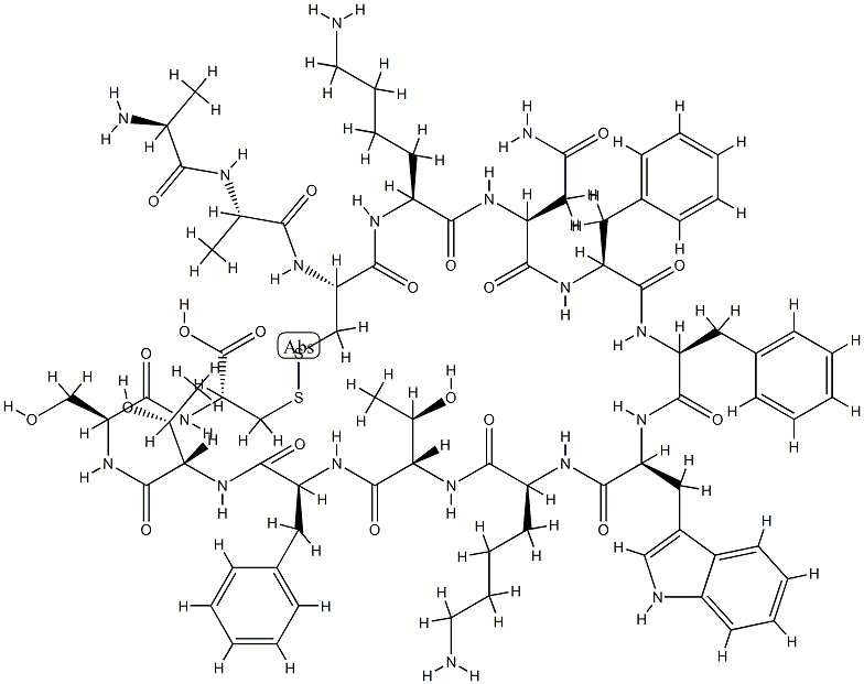 somatostatin, Ala(2)-Trp(8)-Cys(14)-结构式