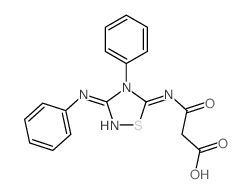 2-[(E)-(3-anilino-4-phenyl-1,2,4-thiadiazol-5-ylidene)carbamoyl]acetic acid structure