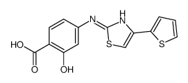 4-(4-(thiophen-2-yl)thiazol-2-ylamino)-2-hydroxybenzoic acid Structure