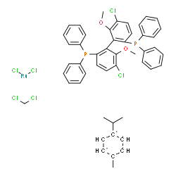 Chloro[(S)-(-)-5,5'-dichloro-6,6'-dimethoxy-2,2'-bis(diphenylphosphino)-1,1'-biphenyl](p-cymene)ruthenium(II)chlorideCH2Cl2adduct picture