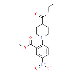 Ethyl 1-[2-(methoxycarbonyl)-4-nitrophenyl]-4-piperidinecarboxylate结构式