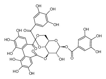 1,4-di-O-galloyl-3,6-(R)-hexahydroxydiphenyl-β-glucopyranose Structure