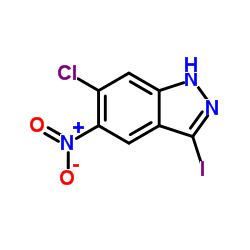 6-Chloro-3-iodo-5-nitro-1H-indazole结构式