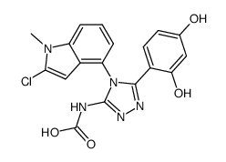 3-(2,4-dihydroxy-phenyl)-4-(1-methyl-2-chloro-indol-4-yl)-5-carboxyamino-4H-[1,2,4]triazole结构式