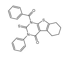 1-benzoyl-2-thio-3-phenyl-4-oxo-3,4,5,6,7,8-hexahydrobenzo[b]thieno[2,3-d]pyrimidine结构式