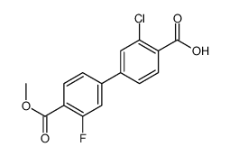 2-chloro-4-(3-fluoro-4-methoxycarbonylphenyl)benzoic acid Structure