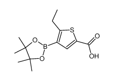 5-ethyl-4-(4,4,5,5-tetramethyl-1,3,2-dioxaborolan-2-yl)thiophene-2-carboxylic acid结构式