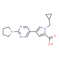 1-(Cyclopropylmethyl)-4-(2-(Pyrrolidin-1-Yl)Pyrimidin-5-Yl)-1H-Pyrrole-2-Carboxylic Acid结构式