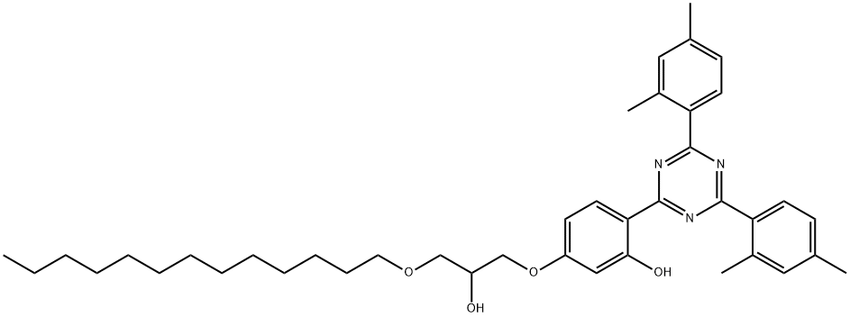 Phenol, 2-[4,6-bis(2,4-dimethylphenyl)-1,3,5-triazin-2-yl]-5-[2-hydroxy-3-(tridecyloxy)propoxy]-结构式