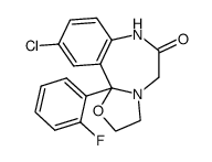 10-chloro-11b-(2-fluoro-phenyl)-2,3,7,11b-tetrahydro-benzo[f]oxazolo[3,2-d][1,4]diazepin-6-one结构式