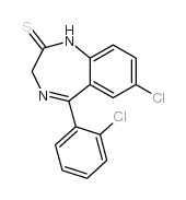 7-chloro 5-(2-chlorophenyl)-1,3-dihydro-2H-(1,4)-benzodiazepine-2-thione Structure