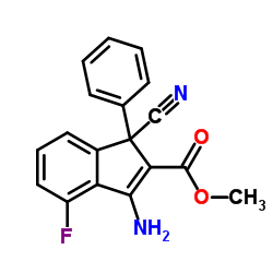 METHYL 3-AMINO-1-CYANO-4-FLUORO-1-PHENYL-1H-INDENE-2-CARBOXYLAT结构式