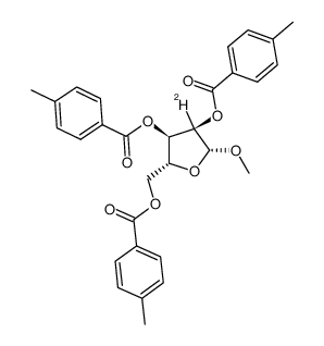 1-O-methyl-2,3,5-tris-O-(4-methylbenzoyl)-β-D-[2-2H1]ribofuranose Structure