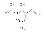 2-hydroxy-3-methoxy-5-methyl-benzoic acid structure