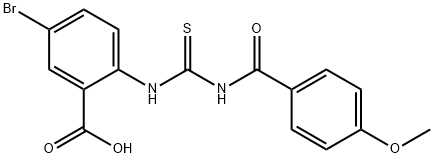 5-bromo-2-[[[(4-methoxybenzoyl)amino]thioxomethyl]amino]-benzoic acid Structure